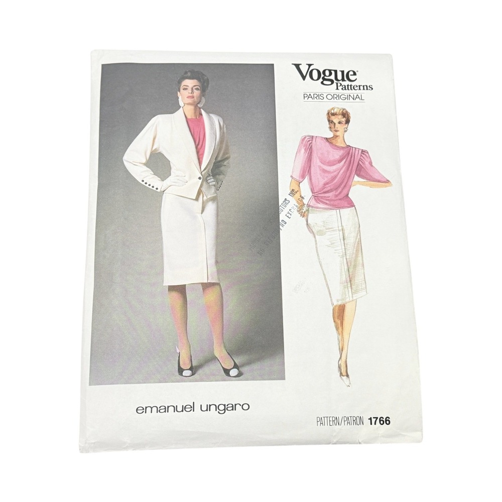 Vogue 1766 Sewing Pattern Emanuel Ungaro Jacket Skirt Blouse Size 16 New Uncut